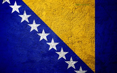flagge von bosnien und herzegowina, beton, textur, stein, hintergrund, bosnien und herzegowina flagge, europa, bosnien und herzegowina, flaggen auf stein