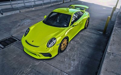 Porsche 911 GT3, tuning, 2019 cars, ADV1 Wheels, supercars, Acid Green, 2019 Porsche 911 GT3, Porsche
