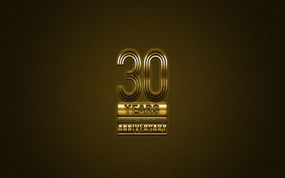 30 Anniversary, golden stylish symbol, golden 30 Anniversary sign, golden background, creative art, Anniversary Symbols