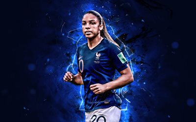 Delphine Cascarino, 2019, Frankrikes Landslag, fotboll, abstrakt konst, franska fotbollsspelare, Cascarino, FFF, kvinnlig fotboll, neon lights, Fransk fotboll
