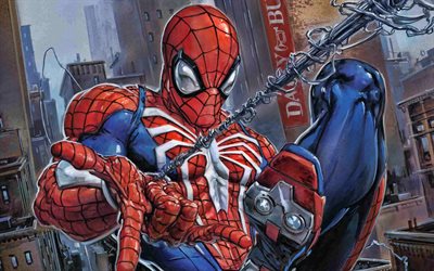 Spiderman, 4k, rue, Spider-Man, aventure, super-h&#233;ros, art 3D, Spiderman 4K
