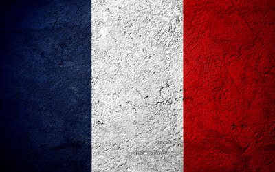 Bandera de Francia, de hormigón de textura, de piedra de fondo, bandera de Francia, de Europa, de Francia, banderas en la piedra, la bandera francesa