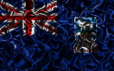 4k, Flag of Falkland Islands, abstract smoke, South America, national symbols, Falkland Islands flag, 3D art, Falkland Islands 3D flag, creative, South American countries, Falkland Islands