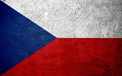 flagge von tschechische republik, beton, textur, stein, hintergrund, tschechische republik-flagge, europa, tschechische republik, flaggen auf stein