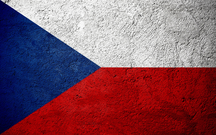 Bandiera della Repubblica ceca, cemento texture di pietra, sfondo, Repubblica ceca bandiera, Europa, Repubblica ceca, flag su pietra