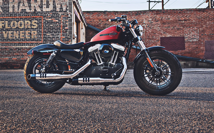 Harley-Davidson XL1200XS Forty Eight, side view, superbikes, 2019 bikes, red motorcycle, 2019 XL1200XS Forty Eight, american motorcycles, Harley-Davidson