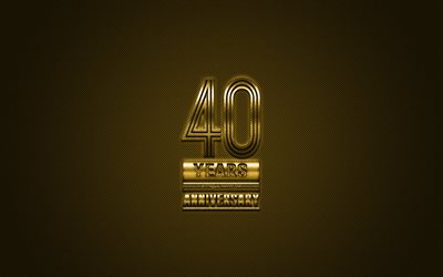 40 Anniversary, golden stylish symbol, golden 40 Anniversary sign, golden background, creative art, Anniversary Symbols