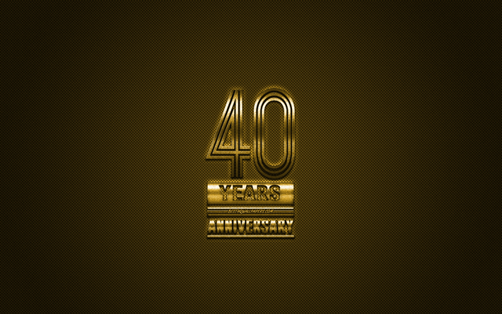 40 Aniversario, oro elegante s&#237;mbolo, de oro 40 Aniversario de su signo, fondo dorado, arte creativo, Aniversario de S&#237;mbolos