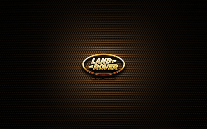 land rover glitter logo, autos, marken, kreativ, metal grid background, land rover logo, land rover