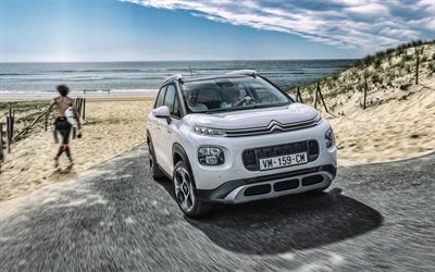 Citroen C3 Aircross, 2020, 4k, front view, exterior, new white C3 Aircross, compact crossover, french cars, Citroen