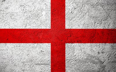 Flag of England, concrete texture, stone background, England flag, Europe, England, flags on stone