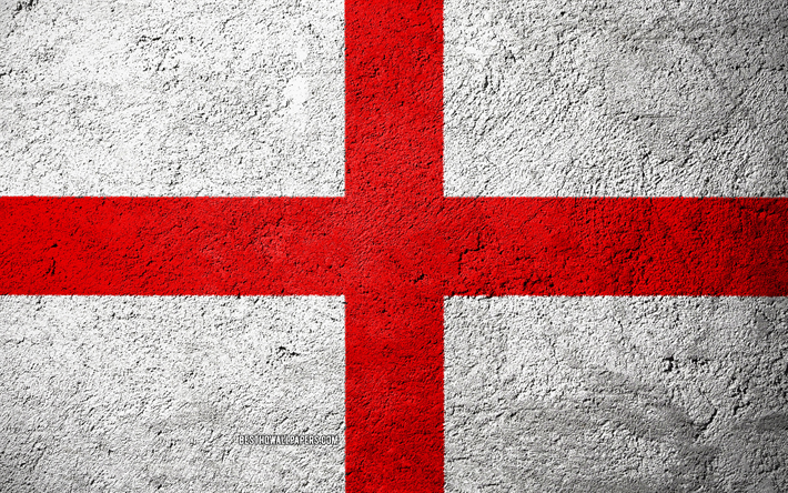 Flag of England, concrete texture, stone background, England flag, Europe, England, flags on stone