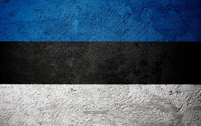 flagge von estland, beton, textur, stein, hintergrund, estland flagge, europa, estland, flaggen auf stein