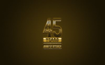 45 Aniversario, oro elegante s&#237;mbolo, de oro 45 Aniversario signo, fondo dorado, arte creativo, Aniversario de S&#237;mbolos