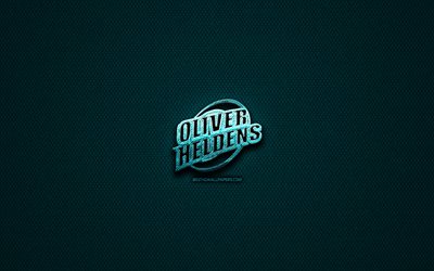 oliver heldens glitter, logo, musik-stars, kreative, blau metall-hintergrund, oliver heldens-logo, marken, superstars, oliver heldens