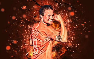 Sherida Spitse, 2019, Alankomaiden Maajoukkueen, takaisin n&#228;kym&#228;, jalkapallo, abstrakti taide, hollannin jalkapalloilijat, Spitse, naisten jalkapallo, neon valot, Hollannin jalkapallo joukkue