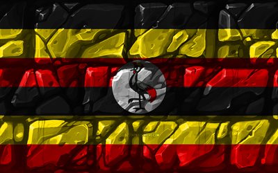 ugandische flagge, brickwall, 4k, afrikanischen l&#228;ndern, die nationalen symbole, die flagge von uganda, kreativ, uganda, afrika, uganda-3d flag
