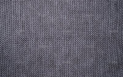 De Lana gris de Textura, tejido de punto de lana, la textura, el color gris de punto de fondo, textil, textura