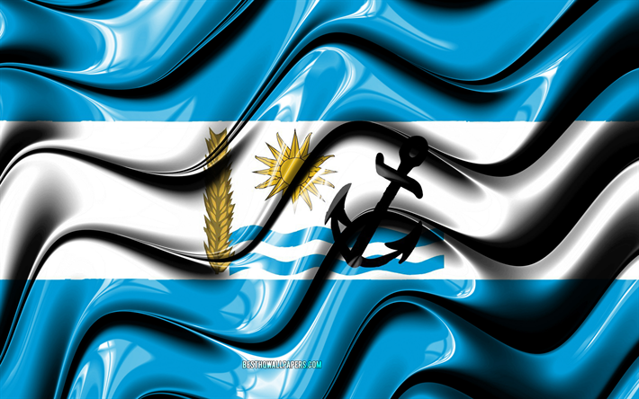 Rio Negro flagga, 4k, Avdelningar i Uruguay, administrativa distrikt, Flagga av Rio Negro, 3D-konst, Rio Negro Institutionen, Uruguay avdelningar, Rio Negro 3D-flagga, Uruguay, Sydamerika