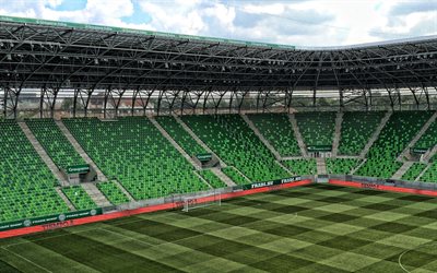 Groupama Arena, stadio di calcio, Budapest, Ungheria, campo di calcio, all&#39;interno di vista, Euro 2020 stadi, nuovi stadi, Europa