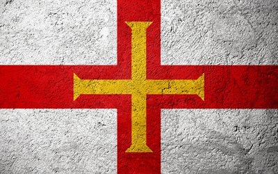 Bandeira de Guernsey, textura de concreto, pedra de fundo, Europa, Guernsey, bandeiras da pedra