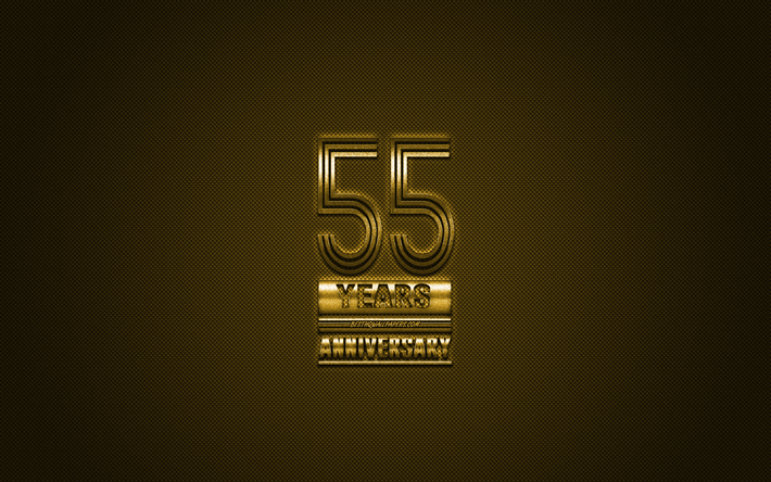 55 Anniversary, golden stylish symbol, golden 55 Anniversary sign, golden background, creative art, Anniversary Symbols