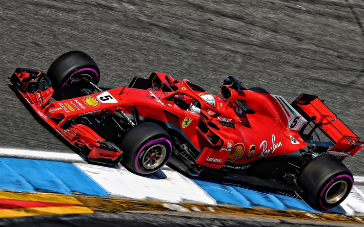 Sebastian Vettel, Saksalainen kilpa-ajaja, Scuderia Ferrari, Ferrari SF90, kilpa-auto, kilparadalla, Formula 1, Vettel