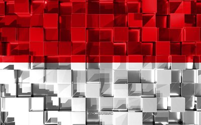 Flag of Indonesia, 3d flag, 3d cubes texture, Flags of Asian countries, 3d art, Indonesia, Asia, 3d texture, Indonesia flag