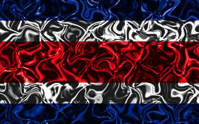 4k, Bandeira da Costa Rica, resumo de fuma&#231;a, Am&#233;rica Do Norte, s&#237;mbolos nacionais, Costa Rica bandeira, Arte 3D, Costa Rica 3D bandeira, criativo, Pa&#237;ses da Am&#233;rica do norte, Costa Rica