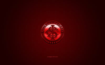 SC International, Brezilyalı Futbol Kul&#252;b&#252;, kırmızı metalik logo, kırmızı karbon fiber arka plan, Porto Alegre, Brezilya Serie A, futbol, Uluslararası