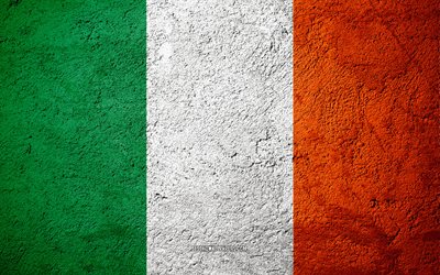 Flag of Ireland, concrete texture, stone background, Ireland flag, Europe, Ireland, flags on stone