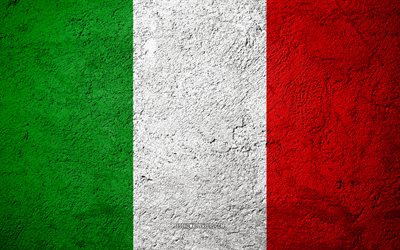 Bandiera dell&#39;Italia, concrete texture di pietra, sfondo, bandiera Italia, Europa, Italia, bandiere sulla pietra, bandiere italiane
