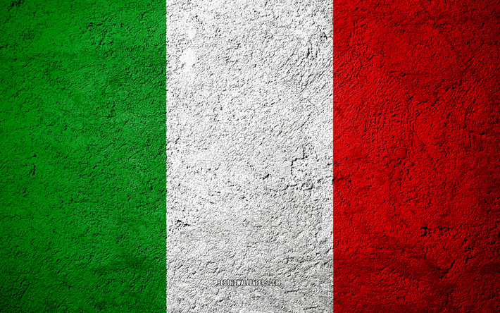 Bandiera dell&#39;Italia, concrete texture di pietra, sfondo, bandiera Italia, Europa, Italia, bandiere sulla pietra, bandiere italiane