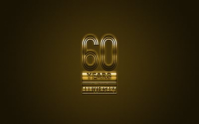 60 Anniversary, golden stylish symbol, golden 60 Anniversary sign, golden background, creative art, Anniversary Symbols