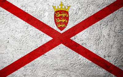 Flag of Jersey, concrete texture, stone background, Jersey flag, Europe, Jersey, flags on stone