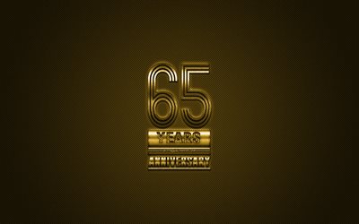 65 Anniversary, golden stylish symbol, golden 65 Anniversary sign, golden background, creative art, Anniversary Symbols