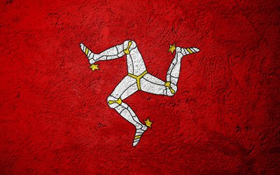 Bandera de la Isla de Man, de hormig&#243;n de textura, de piedra de fondo, la Isla de Man bandera, Europa, Isla de Man, las banderas de la piedra en