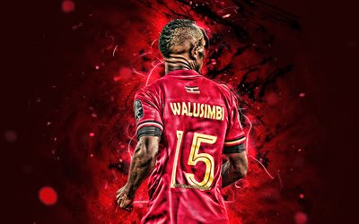 Godfrey Walusimbi, 2019, Uganda National Team, baksida, 2019 Africa Cup of Nations, fotboll, abstrakt konst, holl&#228;ndska fotbollsspelare, Walusimbi, kvinnlig fotboll, neon lights, Ugandiska fotboll