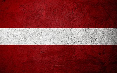 Flaggan i Lettland, konkret struktur, sten bakgrund, Lettlands flagga, Europa, Lettland, flaggor p&#229; sten
