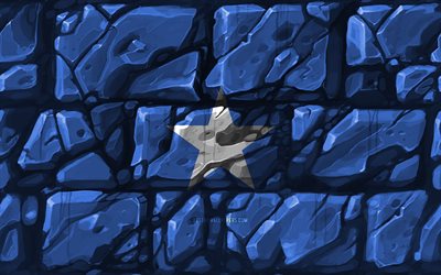 Somalia flagga, brickwall, 4k, Afrikanska l&#228;nder, nationella symboler, Flaggan i Somalia, kreativa, Somalia, Afrika, Somalia 3D-flagga