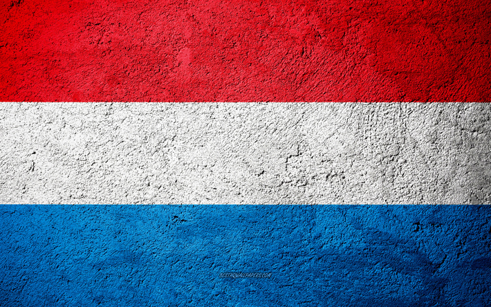 Flag of Luxembourg, concrete texture, stone background, Luxembourg flag, Europe, Luxembourg, flags on stone