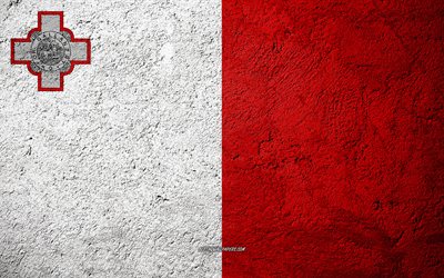 Bandiera di Malta, cemento texture di pietra, sfondo, Malta, bandiera, Europa, flag su pietra