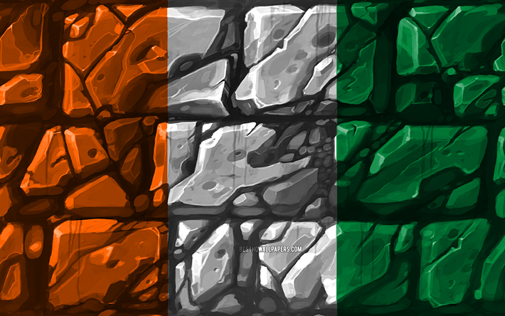 Ivorian flag, brickwall, 4k, African countries, national symbols, Flag of Cote d Ivoire, creative, Cote d Ivoire, Africa, Cote d Ivoire 3D flag