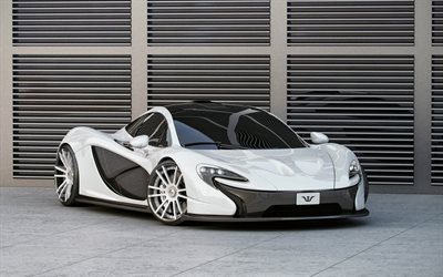 McLaren P1, 2019, blanco supercar, blanco P1, el ajuste de P1, coches deportivos Brit&#225;nicos de McLaren