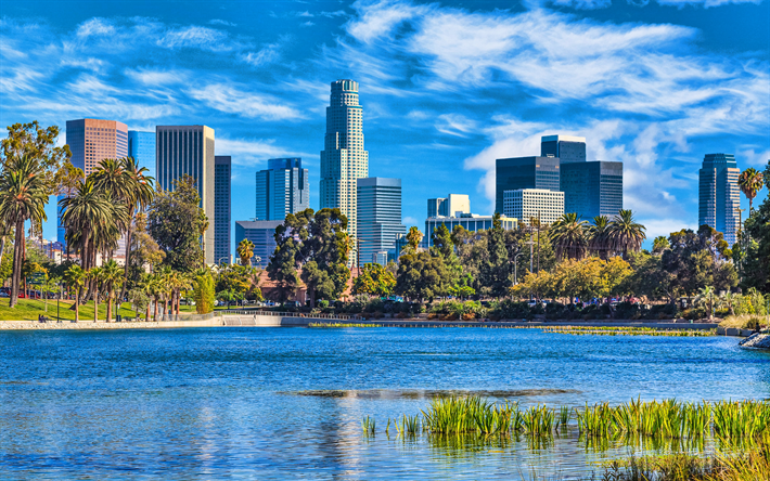 4k, Los Angeles, summer, modern buildings, California, cityscapes, America, american cities, USA, City of Los Angeles, Cities of California