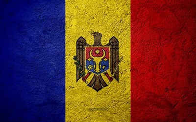 Flag of Moldova, concrete texture, stone background, Moldova flag, Europe, Moldova, flags on stone
