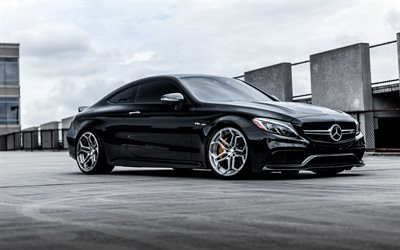 4k, Mercedes-AMG C63S Coupe, 2018 cars, Velos XX Forged Wheels, tuning, supercars, C-class, Mercedes