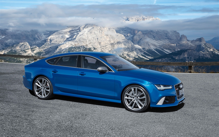 Audi RS7 Sportback, 2017, Bleu RS7, voitures allemandes, Audi
