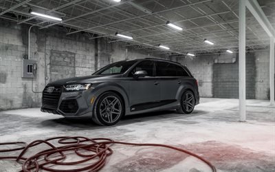 Audi Q7, 2018, ABT, SUV sportivo, esteriore, nuovo grigio Q7, tuning Q7, auto tedesche, Vossen wheels, Audi