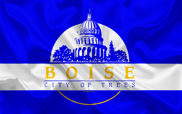 flagge von boise, 4k, seide textur, amerikanische stadt, blauer seide-flag, boise flagge, idaho, usa, kunst, united states of america, boise